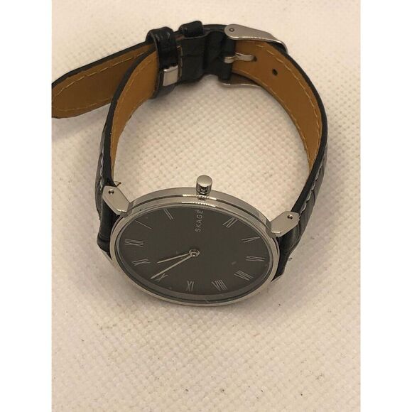 Skagen SKW2677 Women's Black Leather Analog Gray Dial Quartz Wrist Watch KS294 - Picture 7 of 8